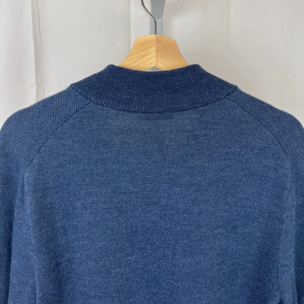 CHARLES TYRWHITT Extra Fine Merino Wool 1/4 Zip Pullover Sweater Blue Size M